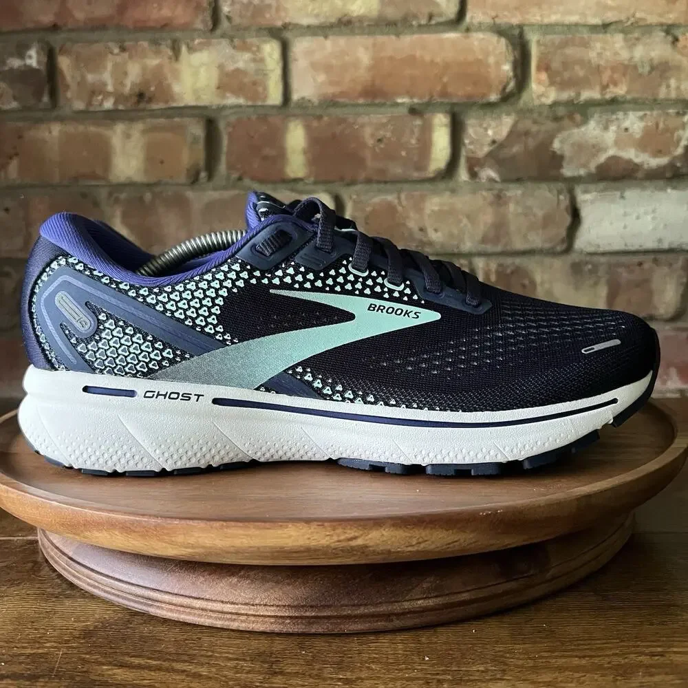 Brooks Ghost 14 Womans 9.5 Neutral Cushion Running Navy White Sneakers Shoes